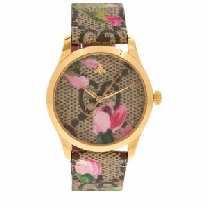 Gucci G Timeless Pink Blooms Print Dial Watch